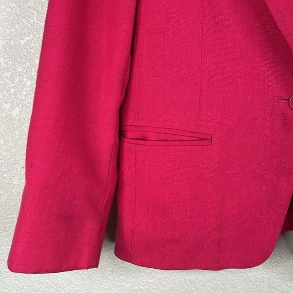 Bretton Place Petite Hot Pink Linen Blend Vintage Business Blazer Size Medium - Picture 3 of 7